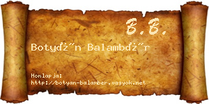 Botyán Balambér névjegykártya
